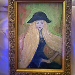 Pirate lady,  original oil painting, framed